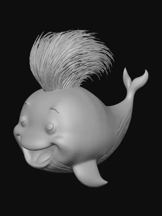 3D model for Whale with Wild Hair cute