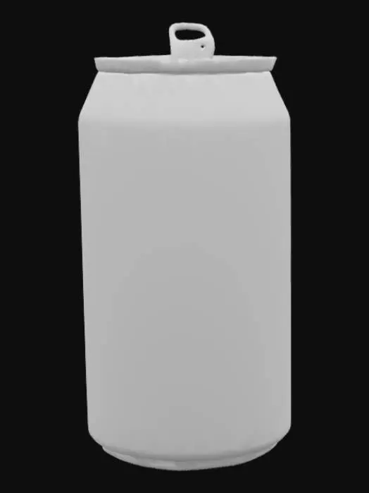 3D model for A stylized low-poly soda can shaped like a real-world cola can: cylindrical with a slightly curved top and bottom, and a pull tab on the top. The can should have a red and white color scheme, simple fictional branding, and small dents or reflections for detail. Hand-painted textures in a cartoon style, with vibrant flat colors. Size should be realistic (not stretched or squat). No background, isolated asset.
