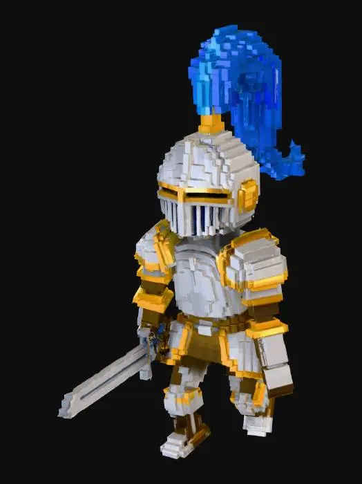 3D model for Pixel Knight with Blue Plume