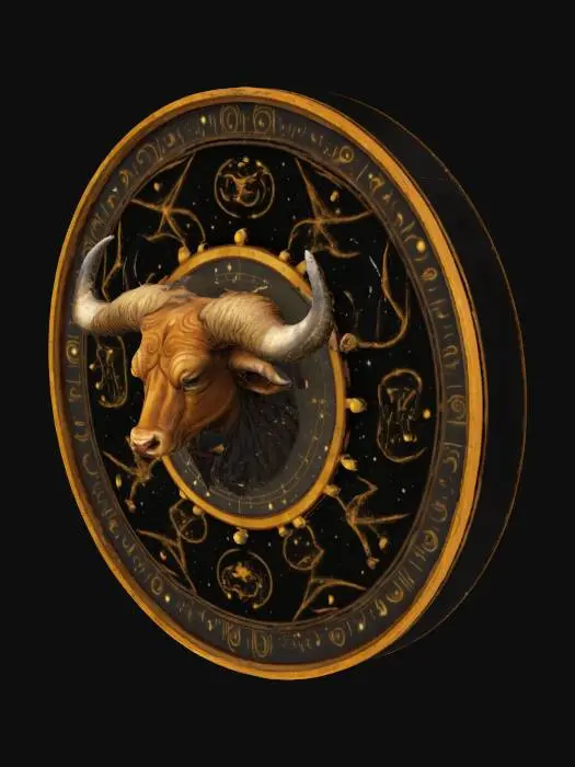 3D model for Taurus Constellation Wheel ,An ancient-looking Taurus Bull in the Middle 