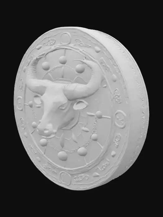 3D model for Taurus Constellation Wheel ,An ancient-looking Taurus Bull in the Middle 