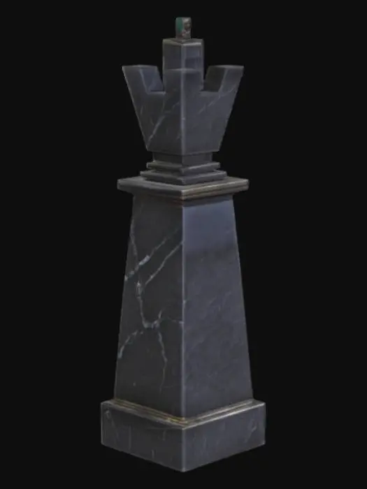 3D model for An abstract modernist, rectangle Chess rook tower in a painterly artstyle with a sleek monochrome black matte color scheme