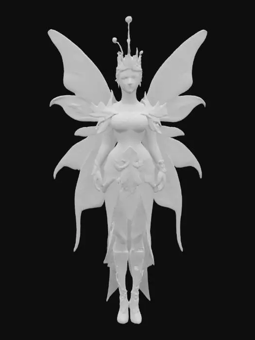 3D model for A fairy adorned in elaborate, ornate clothing, surrounded by luxurious gold accents, velvet drapes, and a grand, opulent interior., #fairy#