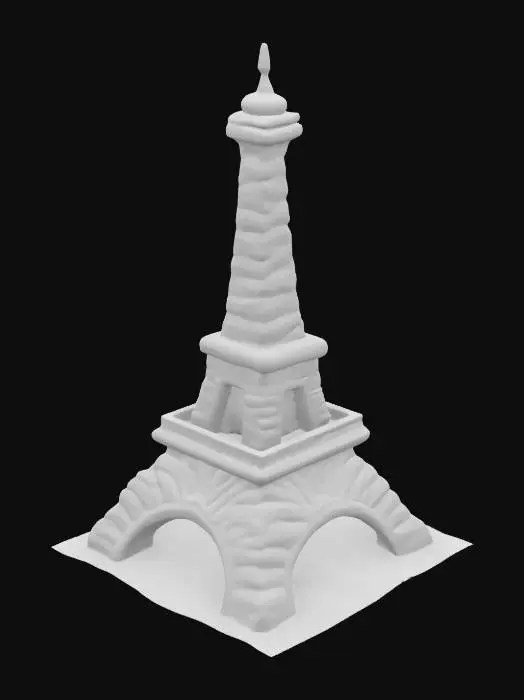 3D model for [Paris] The Eiffel Tower built entirely out of layered French croissants, with melting butter dripping from the iron structure — surreal food-architecture fusion from Paris, France — #AroundTheWorld#