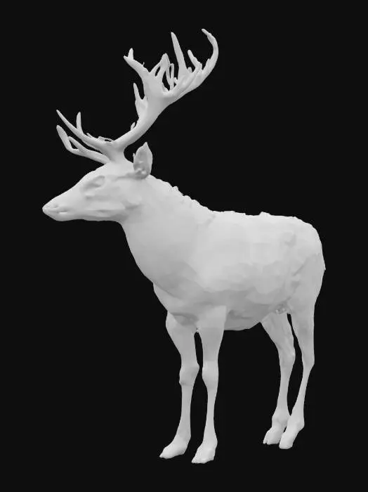 3D model for [Greenland] A gentle Arctic spirit deer, with antlers made of living ice that hum and shimmer, carrying the souls of lost explorers — dreamy Ghibli-inspired art #AroundTheWorld#