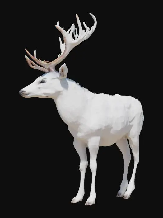 3D model for [Greenland] A gentle Arctic spirit deer, with antlers made of living ice that hum and shimmer, carrying the souls of lost explorers — dreamy Ghibli-inspired art #AroundTheWorld#