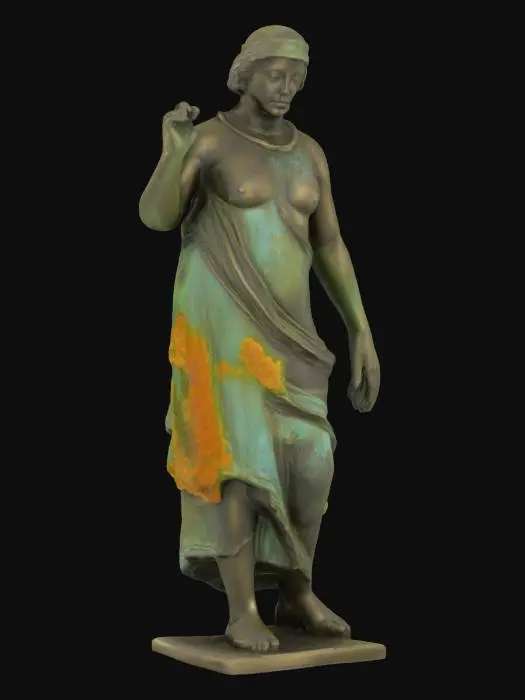 3D model for Weathered bronze with marine algae growth and faded engraving details