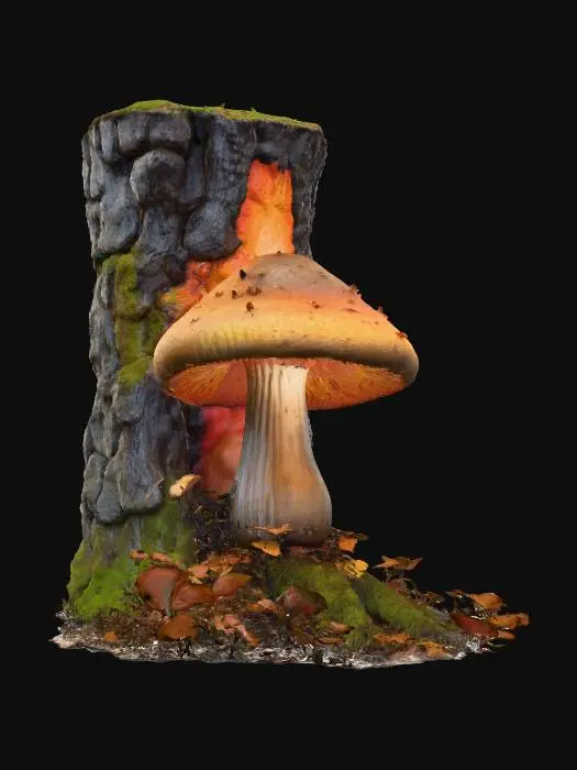 3D model for #Halloween2025# A magical "Echoing Fungi," a large, hollow, bell-shaped mushroom growing on an ancient oak. When struck, it emits a deep, resonant hum that carries whispers from the past and echoes predictions of the future, audible only on Halloween eve.