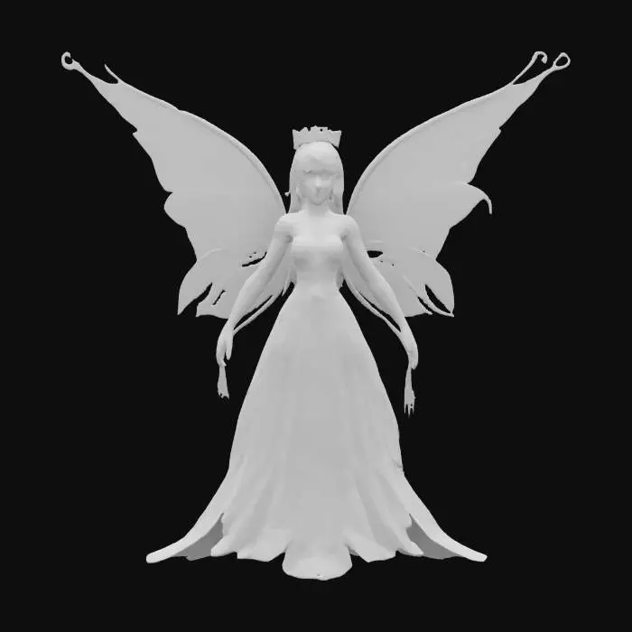 3D model for A fairy adorned in elaborate, ornate clothing, surrounded by luxurious gold accents, velvet drapes, and a grand, opulent interior., #fairy#