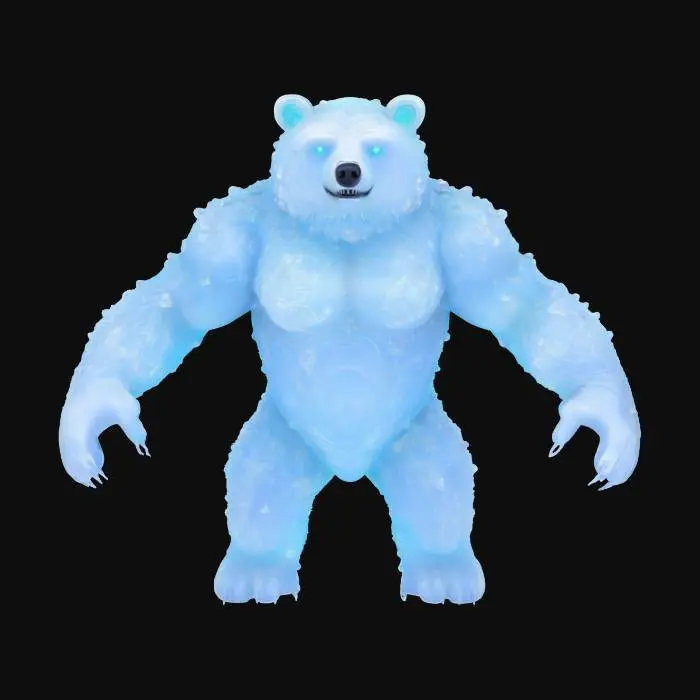 3D model for [Russia] A bear spirit guardian made of swirling, living crystal fragments, protecting an abandoned icy palace in the tundra #AroundTheWorld#