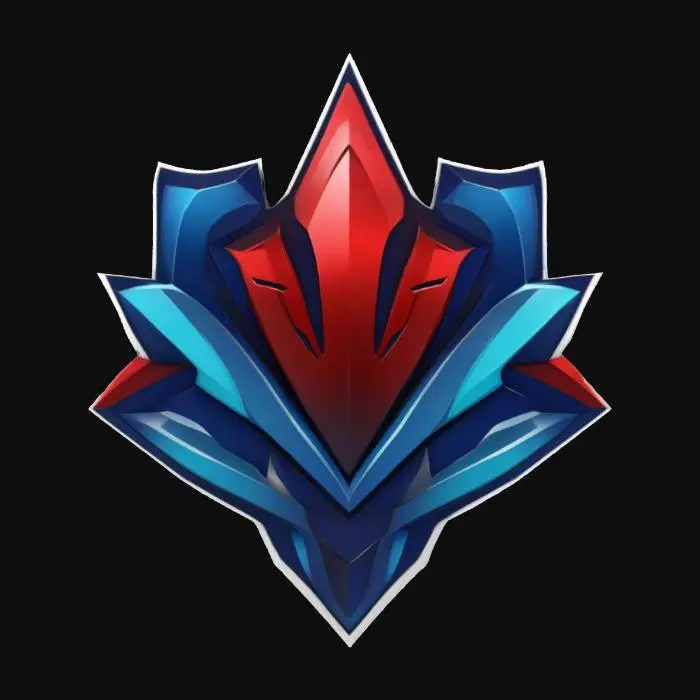 3D model for #emblem# 3D logo-style emblem for an esports team, aggressive style with sharp contours and vibrant colors