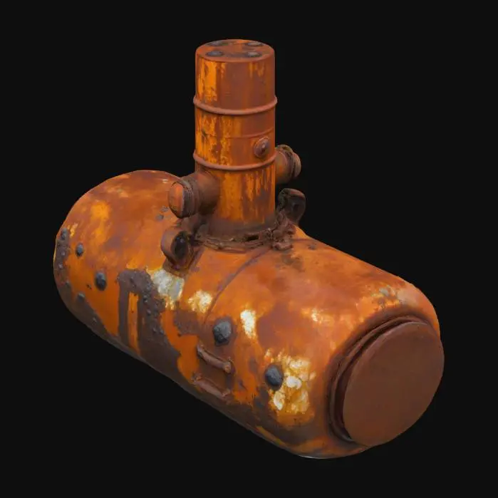 3D model for Rusted iron metal with heavy salt corrosion, barnacle patches, and wet surface reflections