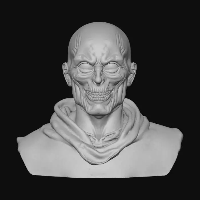 3D model for #Halloween2025# cyberpunk vampire mask with glowing circuit veins, metallic surface, red neon eyes, PBR materials