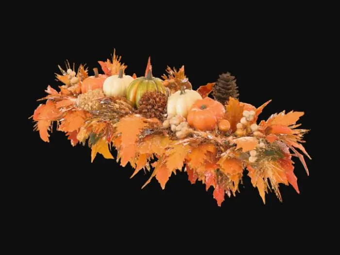 3D model for thanksgiving table centerpiece made with fall leaves, pinecones, pumpkins and other fall decor #thanksgiving, #Thanksgiving#