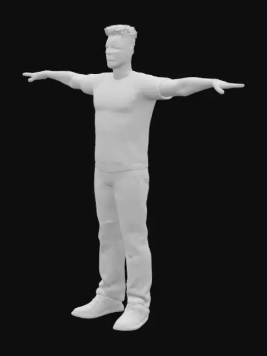 3D model for An african american professional man wearing an orange T shirt with khaki pants