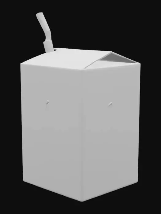 3D model for juice box apple juice with straw