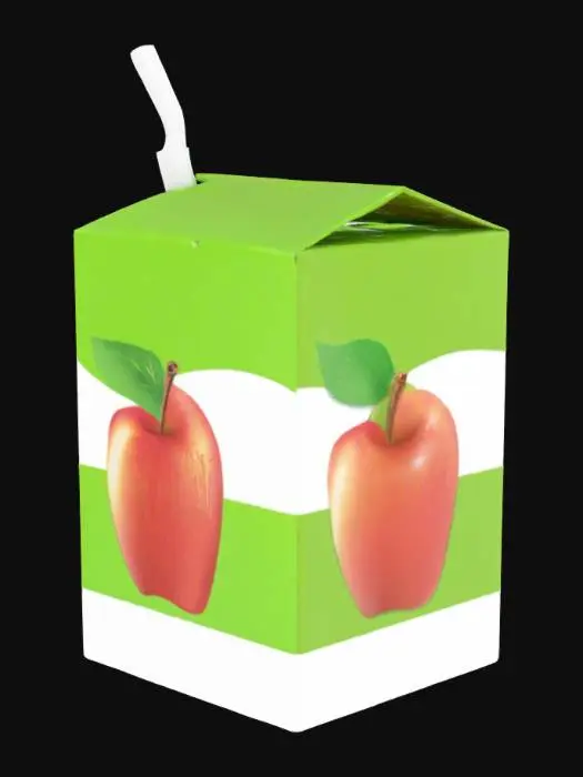 3D model for juice box apple juice with straw