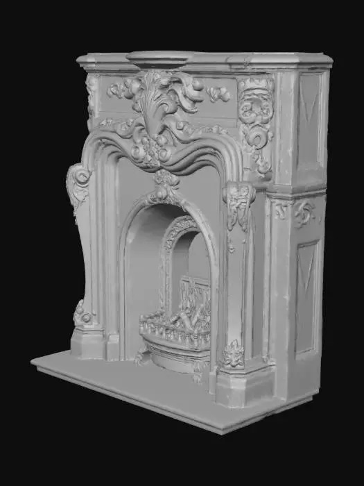 3D model for ornate fireplace with a marble mantle, french country decor style