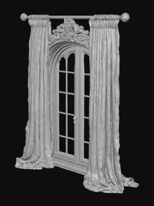 3D model for ornate wall with a window, french country decor style