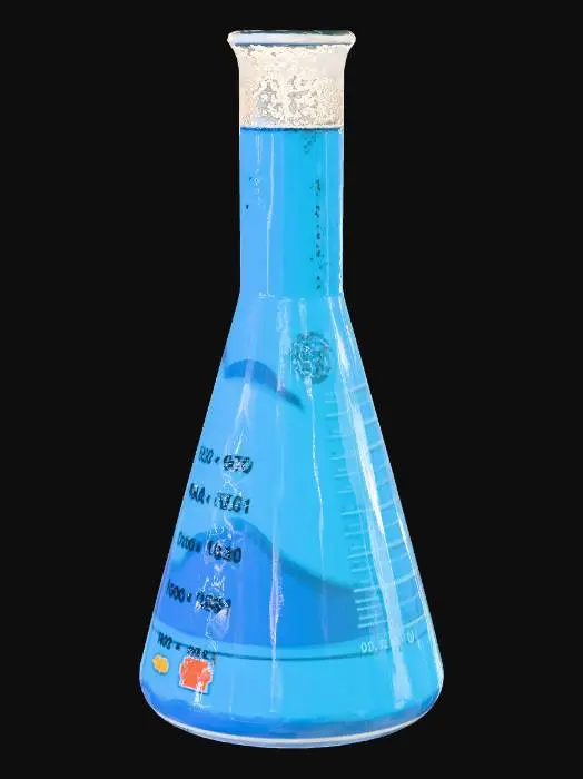 3D model for chemistry lab beaker with blue liquid inside