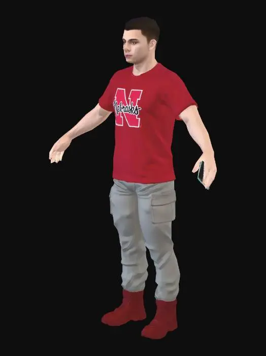 3D model for Nebraska Red Tee Avatar