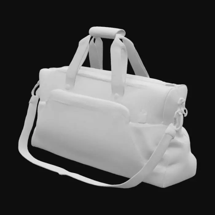 3D model for maroon duffle bag, athletic sports bag with gold strap handle