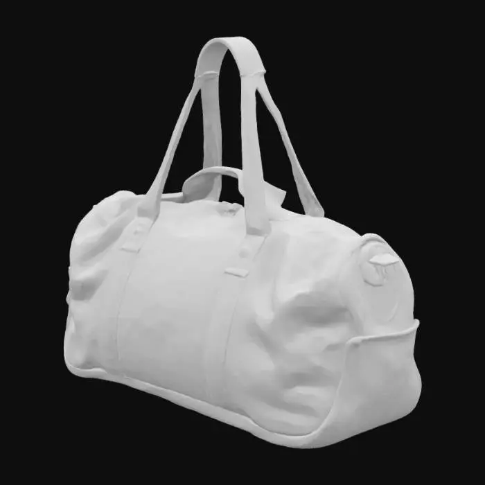 3D model for maroon duffle bag, athletic sports bag with gold strap handle