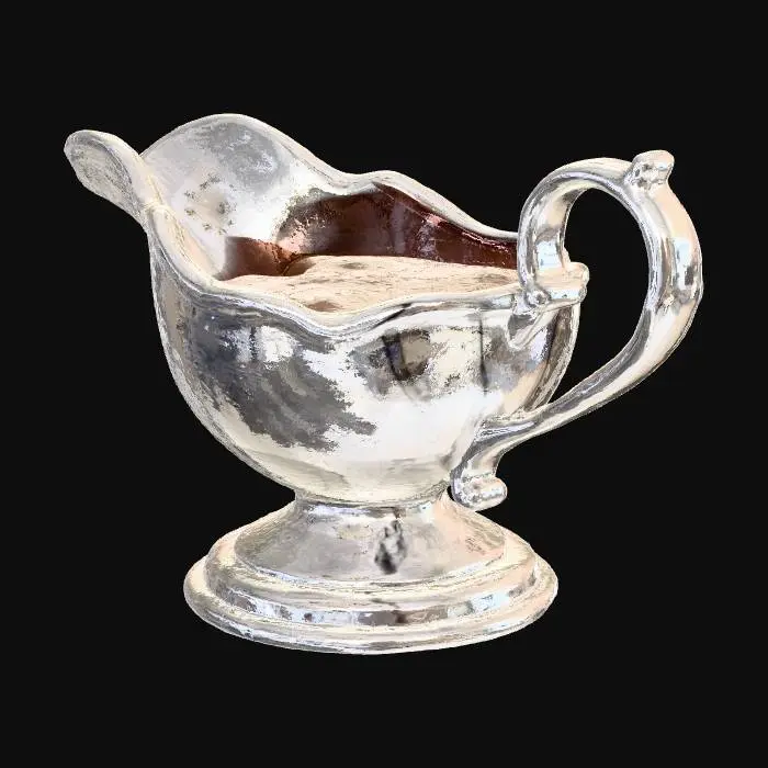 3D model for silver gravy boat filled with gravy