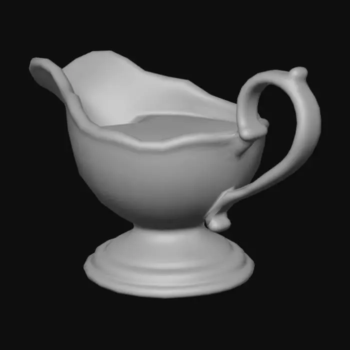 3D model for silver gravy boat filled with gravy