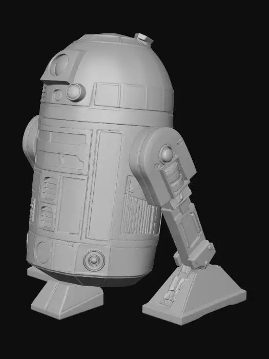 3D model for Black r2d2 robot with gold accents