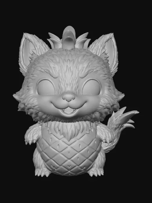 3D model for #Halloween2025#, Pineapple/werewolve, Chibi,cute