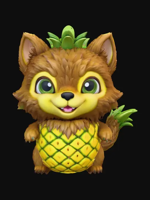 3D model for #Halloween2025#, Pineapple/werewolve, Chibi,cute
