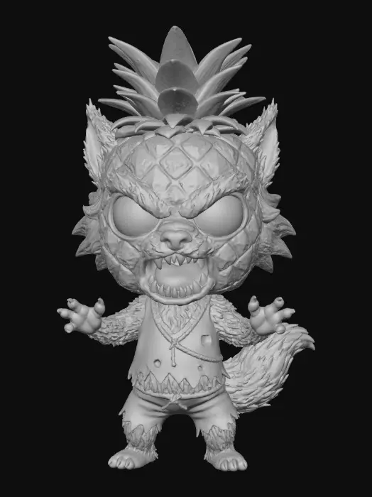 3D model for #Halloween2025#, Pineapple/werewolve, Chibi,horror