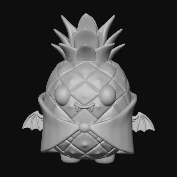 3D model for #Halloween2025#, a pineapple/vampire fusion cute,chibi,