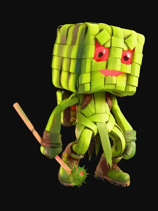 3D model for Forest Ketupat Guardian With Spiky Hammer