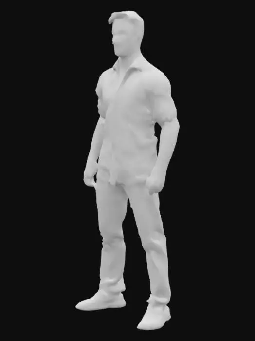 3D model for Un hombre de 180 cm de altura, vestido con camisa blanca y pantalon negro estilo ejecutivo, musculoso pero delgado, caucasico, cabello rubio, con las manos visibles