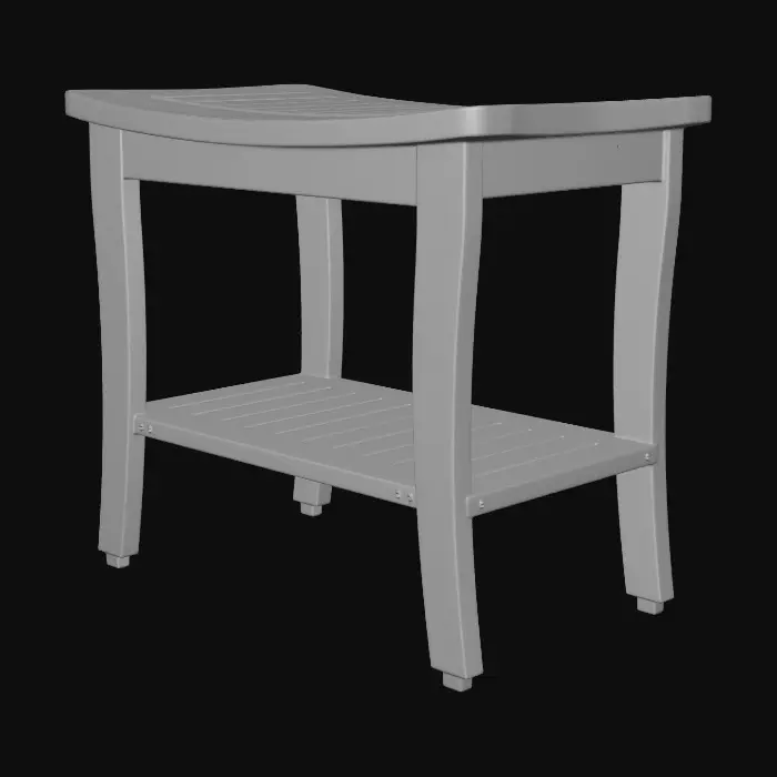 3D model for Wooden Bench with Storage Shelf