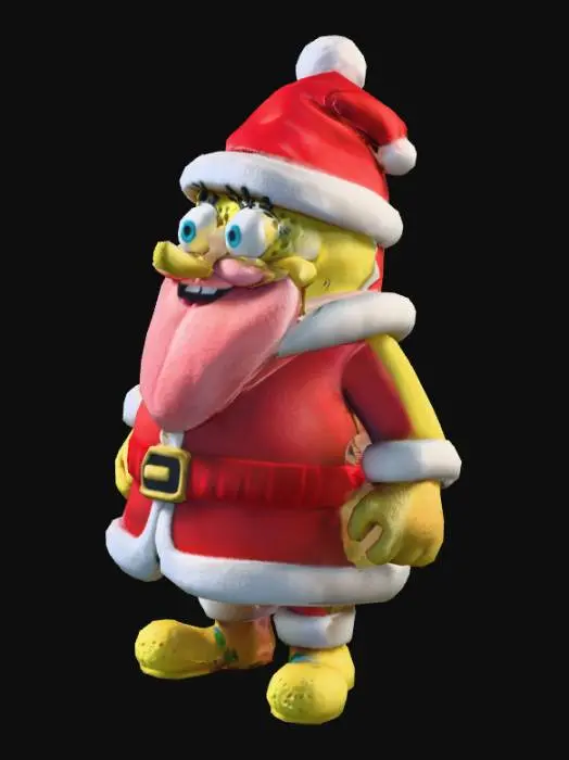3D model for A 3d model of sponge bob wearing santa cloth