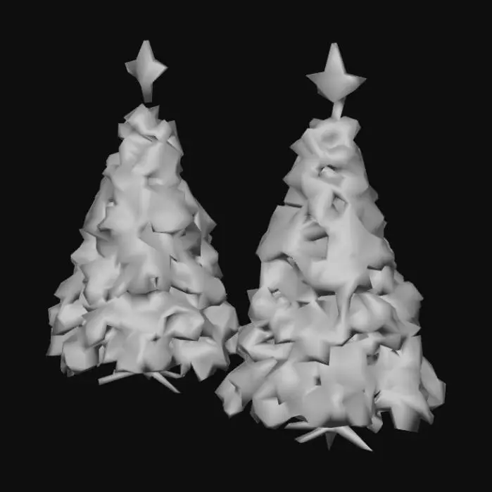3D model for #Christmas2025#, two Christmas trees dancing together