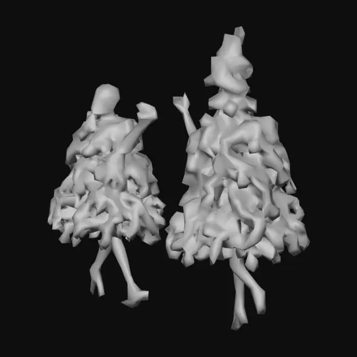 3D model for #Christmas2025#, two Christmas trees dancing together
