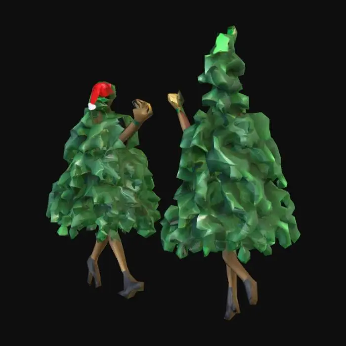 3D model for #Christmas2025#, two Christmas trees dancing together