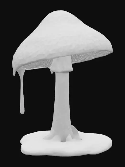 3D model for An ink cap mushroom dripping with ink