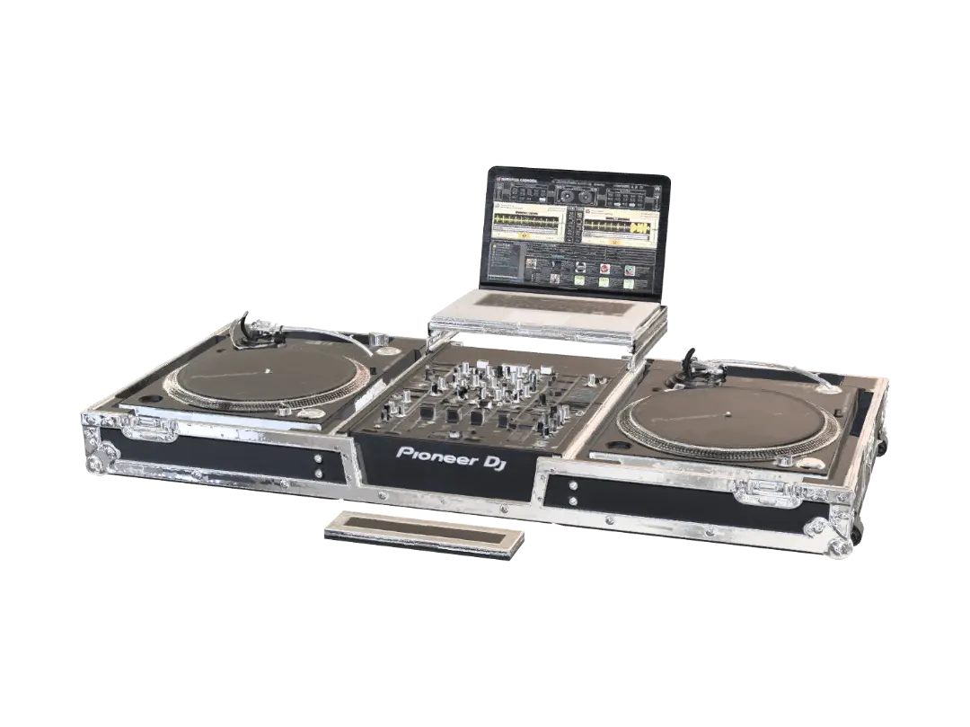 Do console double vinyl - Dj 3D model, vytvořený pomocí AI