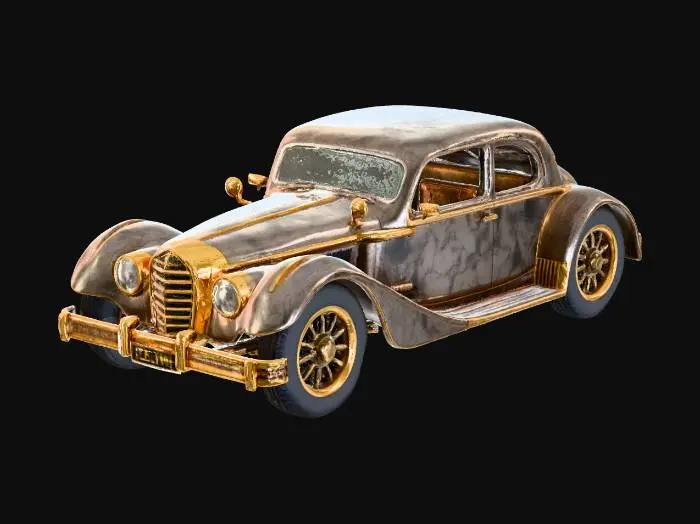 3D model for Golden Cruiser, Fancy Old Steampunk Car