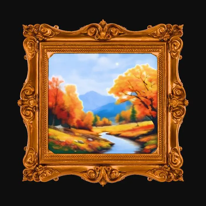 3D model for Autumn River Painting, #Thanksgiving#