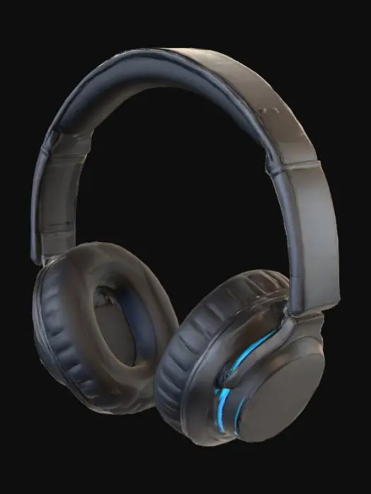 3D model for Ultra‑realistic product‑grade 3D model of NOVA over‑ear wireless headphones — futuristic, sleek, premium. Continuous slim headband (soft‑touch matte near‑black #111111), low‑profile oval earcups; memory‑foam cushions with breathable knit. Flush brushed‑aluminum hinges (fine anisotropy). Subtle Electric Cyan #00F5FF accent rings (non‑emissive). Wireless: no cables, no logos, no text; minimal seams, hidden fasteners. Clean, smooth, manifold geometry; subdivision‑friendly; logical parts: headband, L/R cups, L/R cushions, L/R hinges. PBR 4K textures (BaseColor, Roughness, Metallic, Normal, AO).