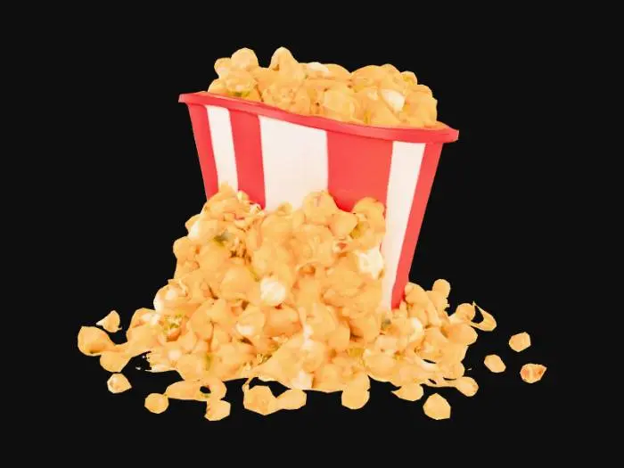 3D model for A red and white striped bucket full of popcorn