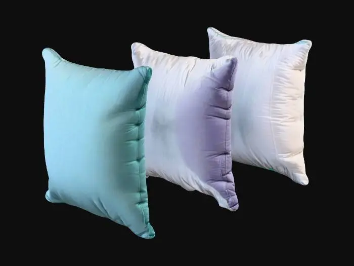 3D model for 3 comfortable pillows lying on the floor in a line