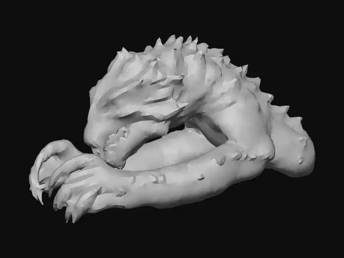 3D model for A dirt hole in the ground with a large creature slowly rising from it