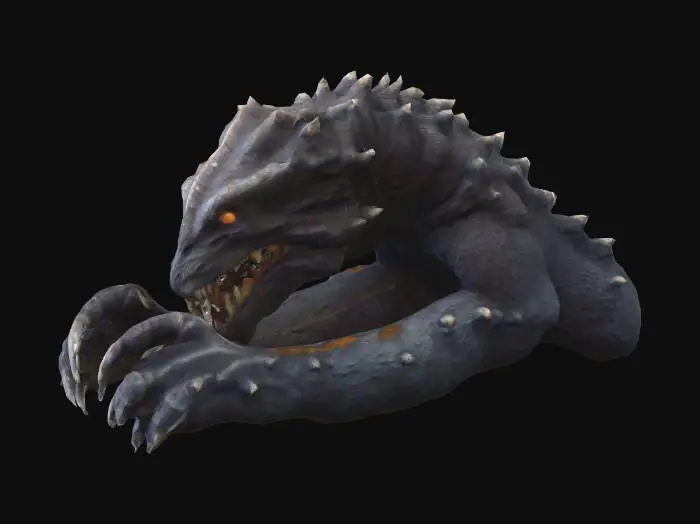 3D model for A dirt hole in the ground with a large creature slowly rising from it